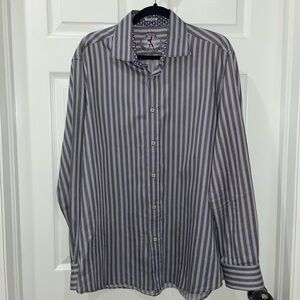 BUGATCHI SHIRT Purple Striped Mens button down SZ M​​​​​​​​​​​​​​